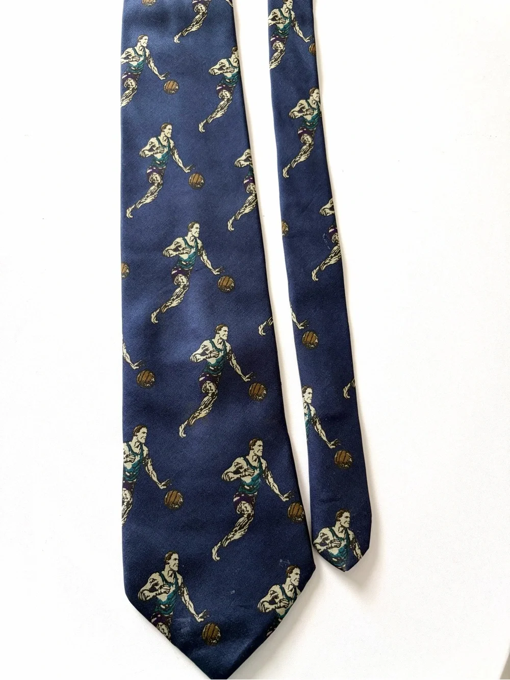 Vintage Basketball Player Pattern Tie